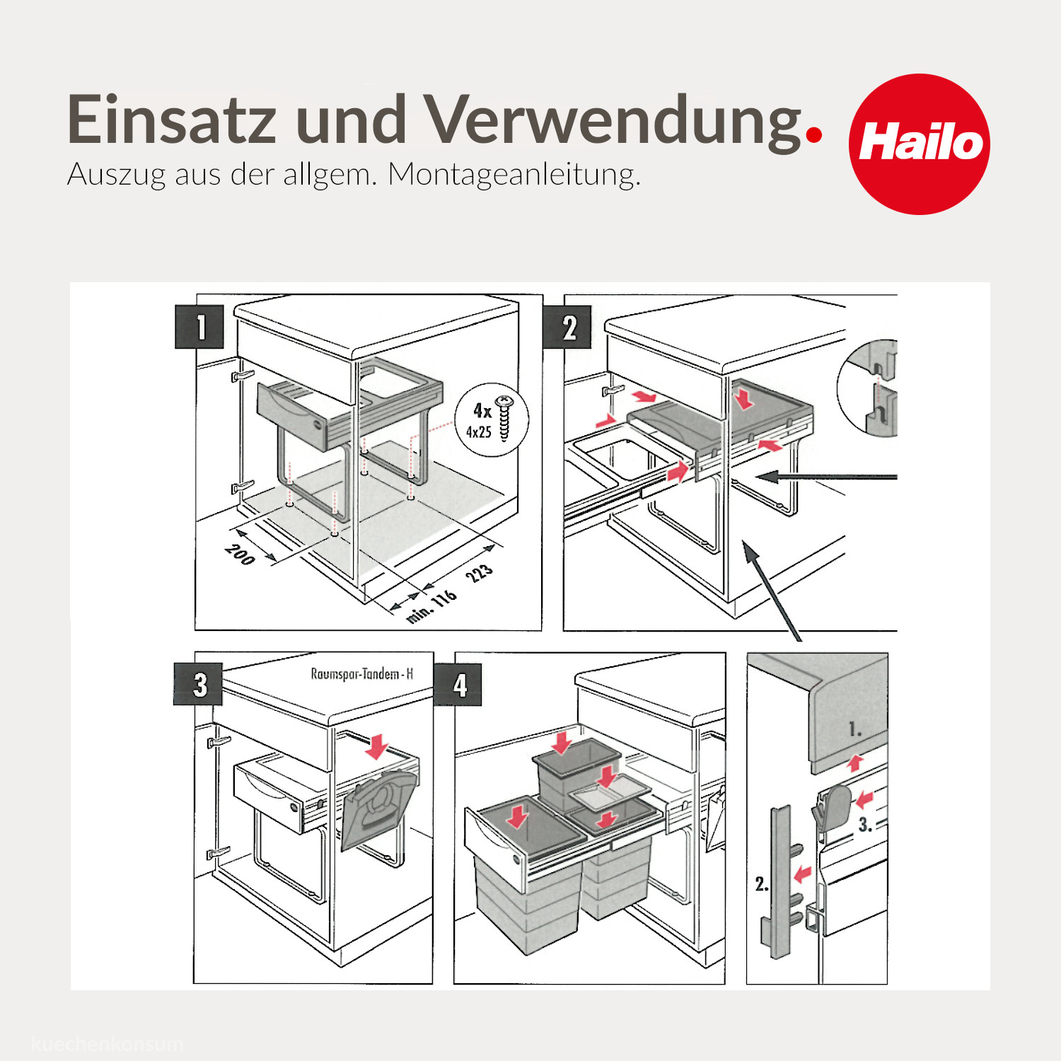 Hailo Abfallsammler 3642731 Raumspar-Tandem 2x 8,5 +18 L schwarz