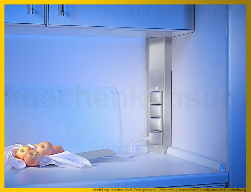 Thebo Ecksteckdose 17686K Edelstahl 4fach ST 3008K mit Klappen Silber senkrecht