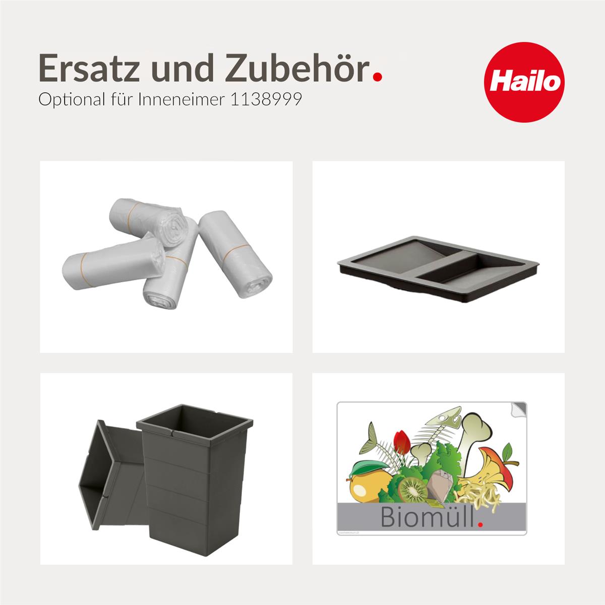Hailo Inneneimer 1138999 dunkelgrau 13 Liter 207 x 242 x 350 mm