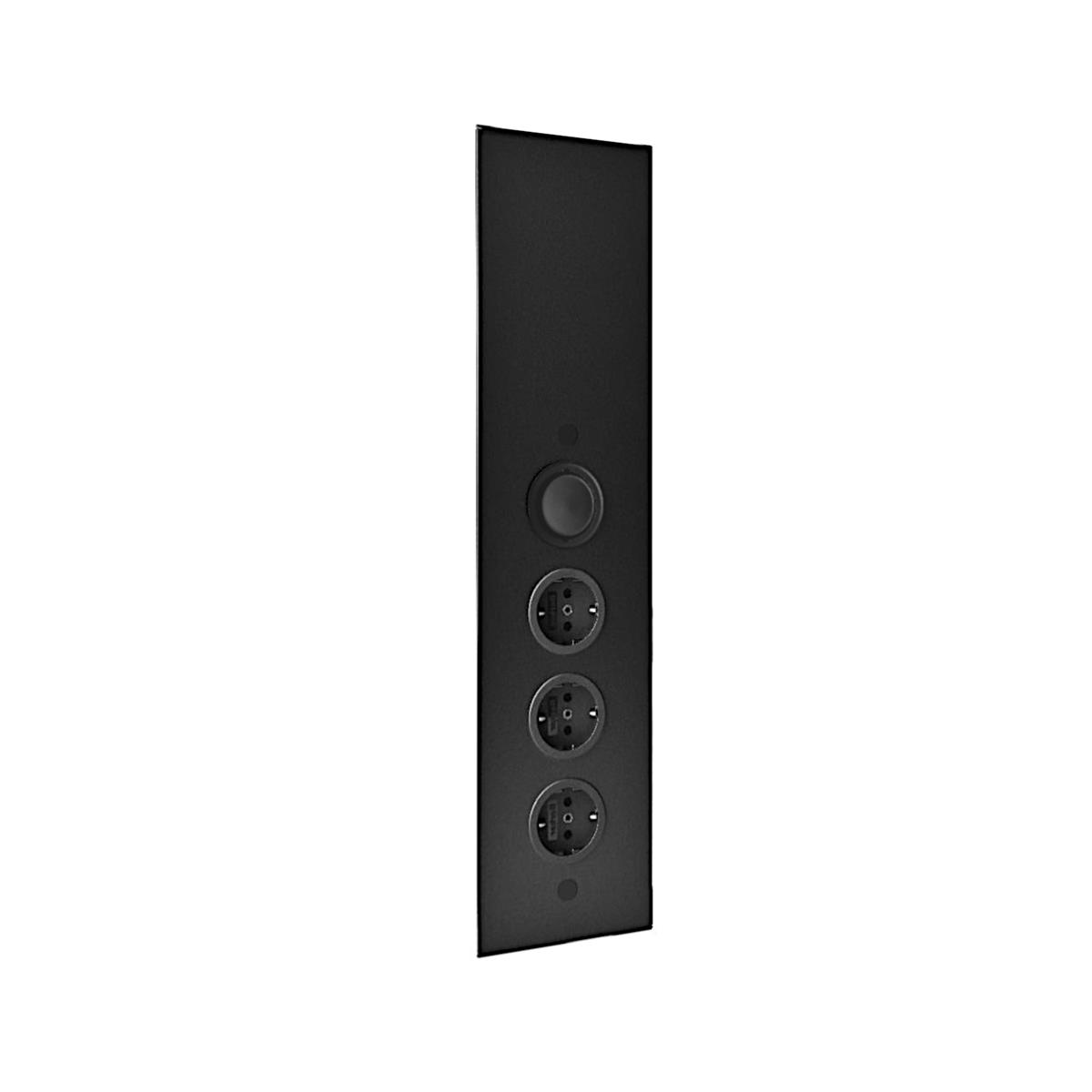 Thebo Ecksteckdose 17598 Schwarz 3fach und Schalter 460-580mm