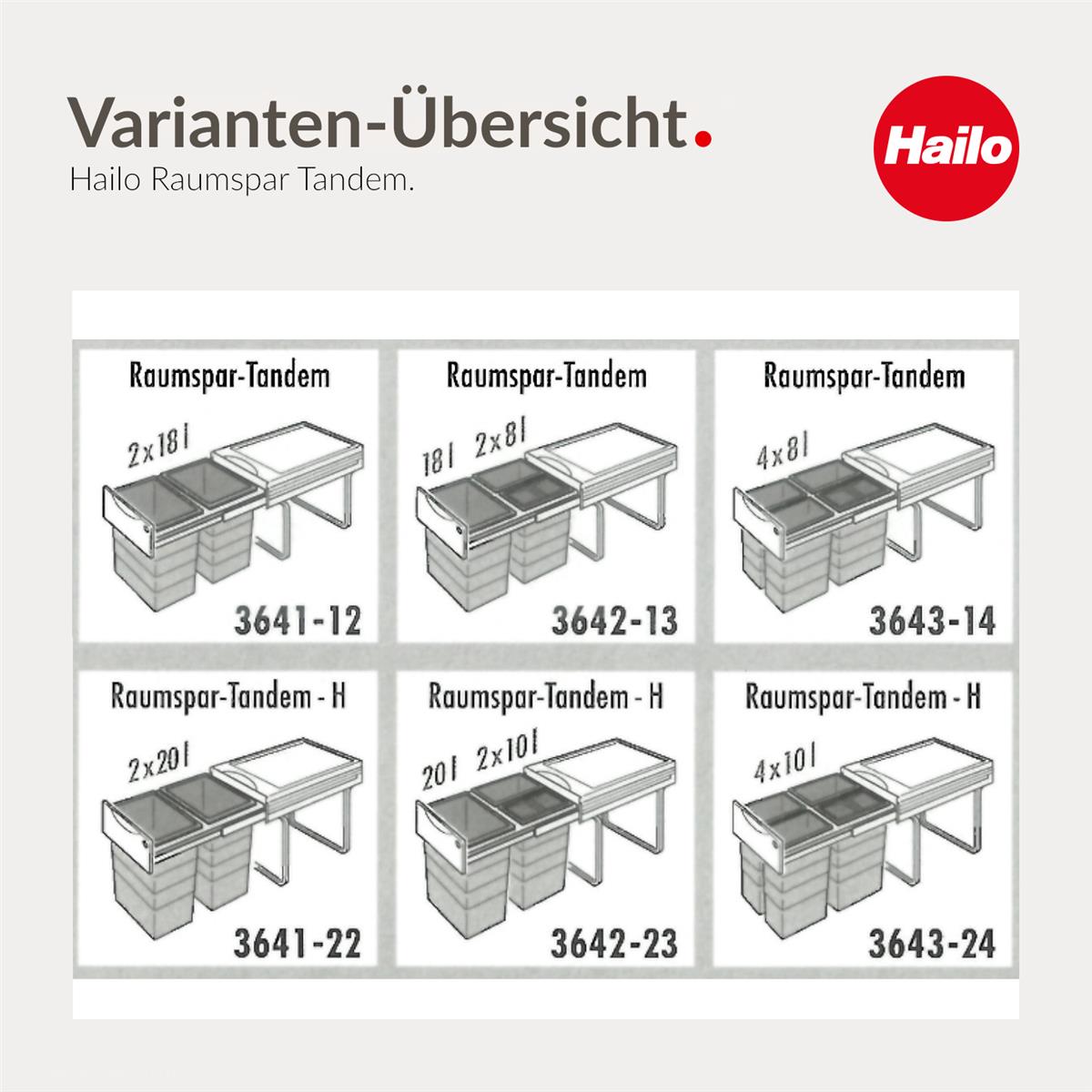 Hailo Abfallsammler 3642731 Raumspar-Tandem 2x 8,5 +18 L schwarz