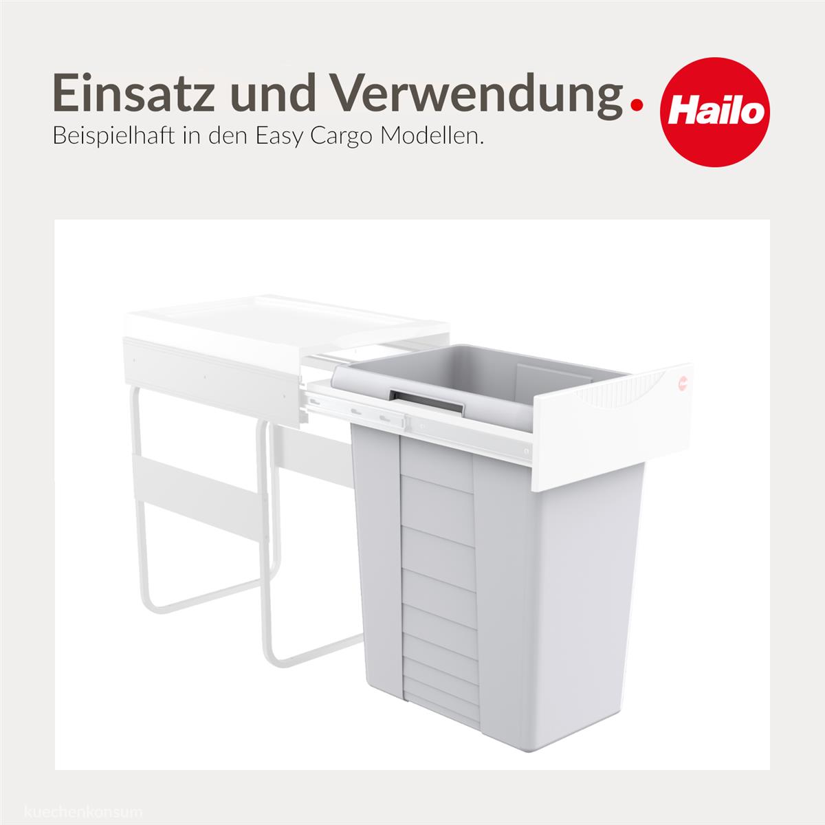 Hailo Inneneimer 1080369 hellgrau 40 Liter 415 x 285 x 500 mm