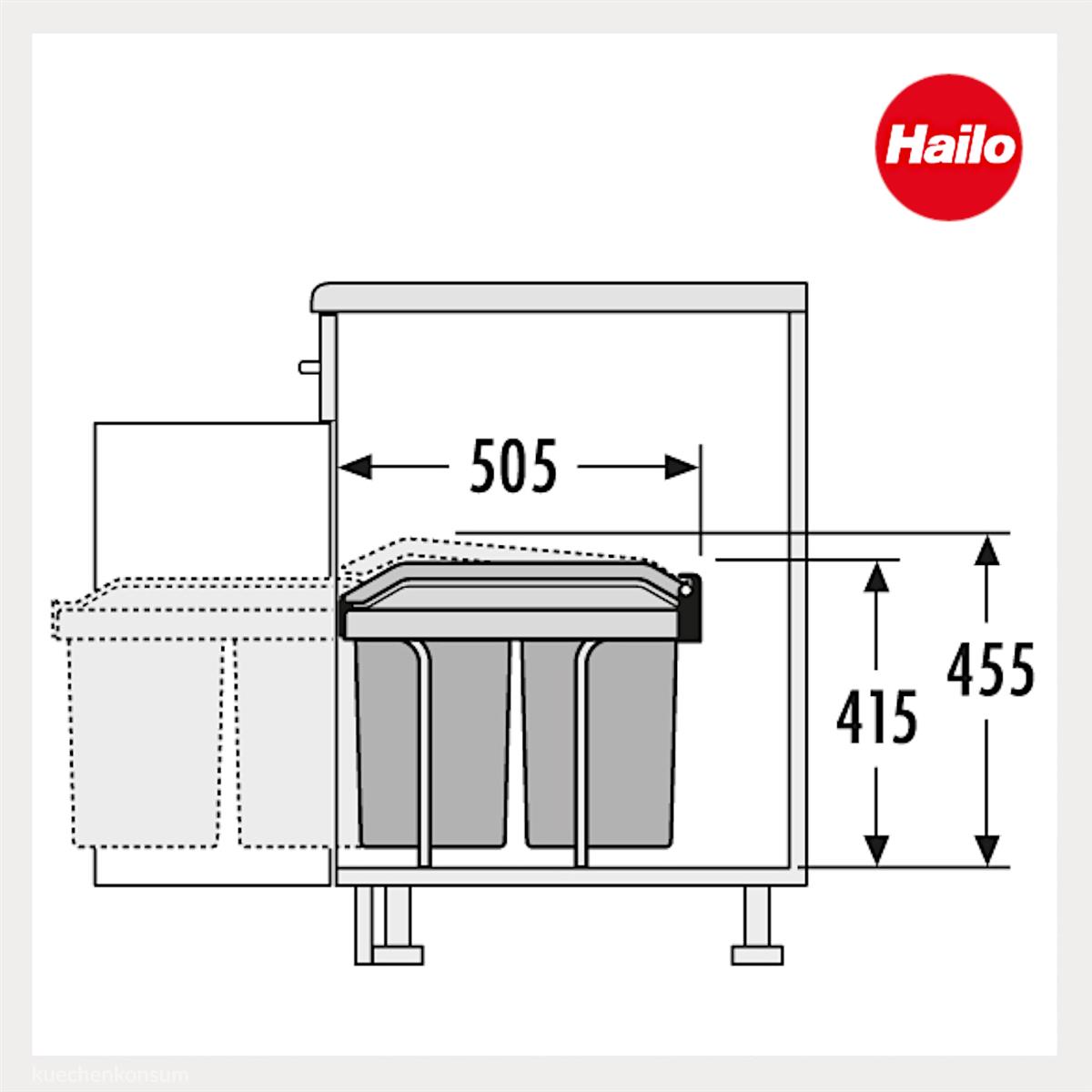 Hailo Abfallsammler 3650102 TA Swing A Tandem 2x 15 Liter mit Deckel