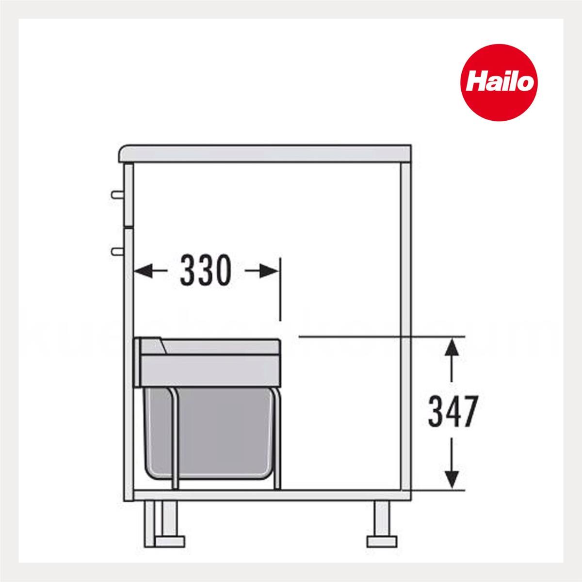 Hailo Abfallsammler 3644903 Raumspar-Tandem-S 18 + 12 Liter mit Biodeckel Dunkelgrau