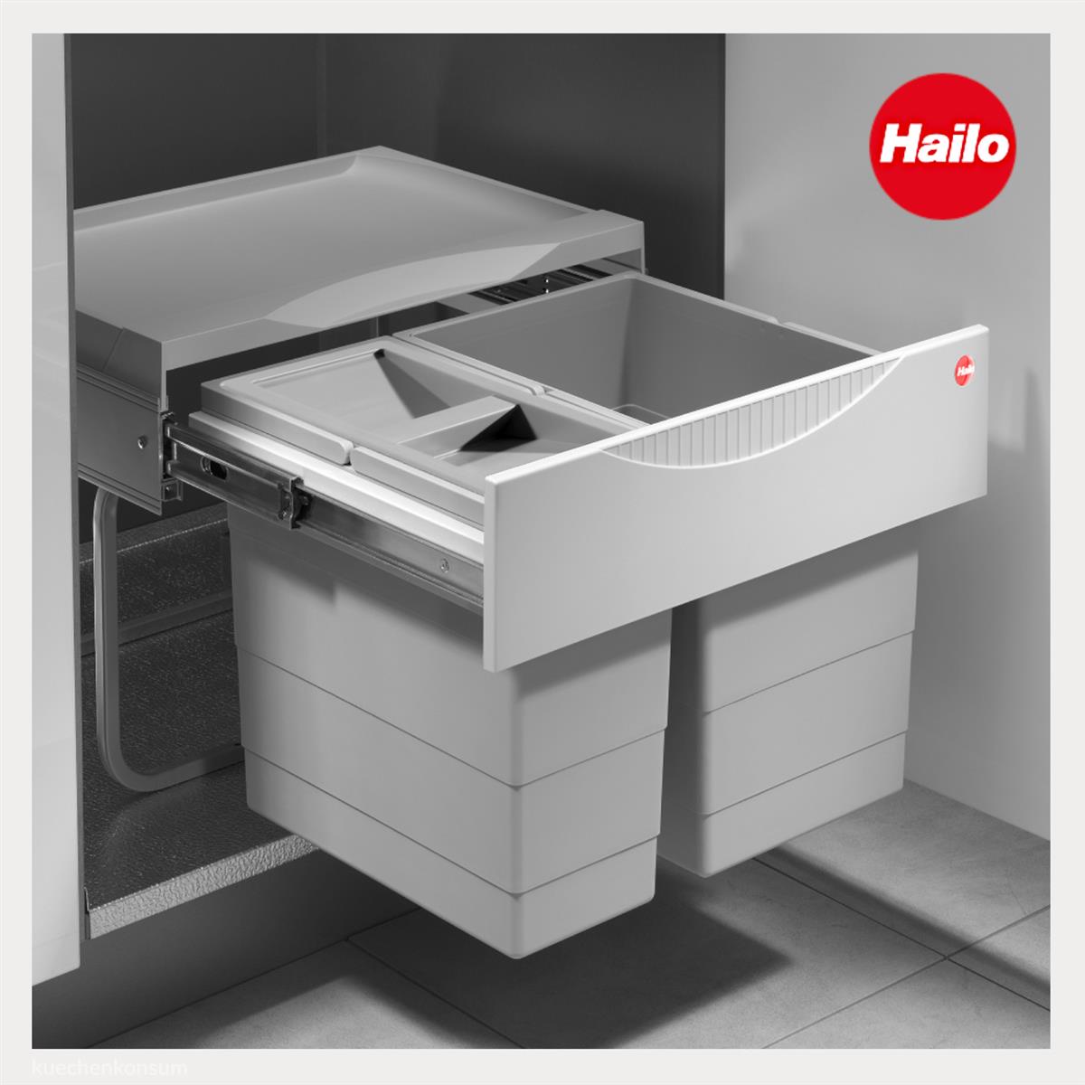 Hailo Abfallsammler 3644702 TR Swing Raumspar-Tandem-S 18 + 12 Liter