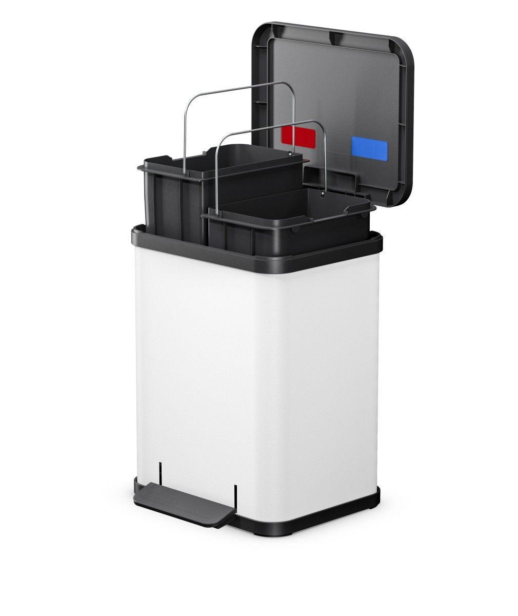 HAILO Standmülleimer 6222300 Öko duo Plus M 2 x 9 L Weiß matt