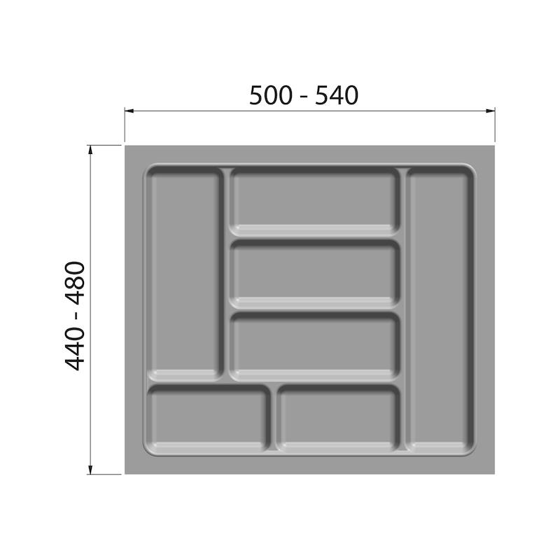 Besteckeinsatz für 60 cm Schublade Kunststoff Verkehrsweiß 500 - 540 mm