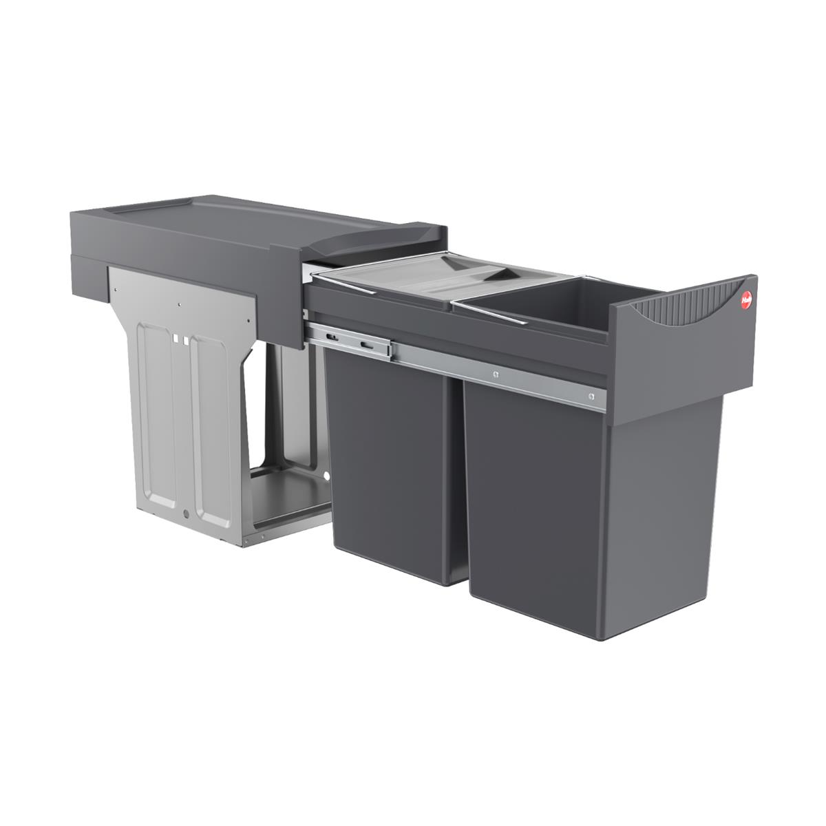 Hailo Abfallsammler 3666102 TA Swing Tandem 2x 15 L PlusBioDeckel