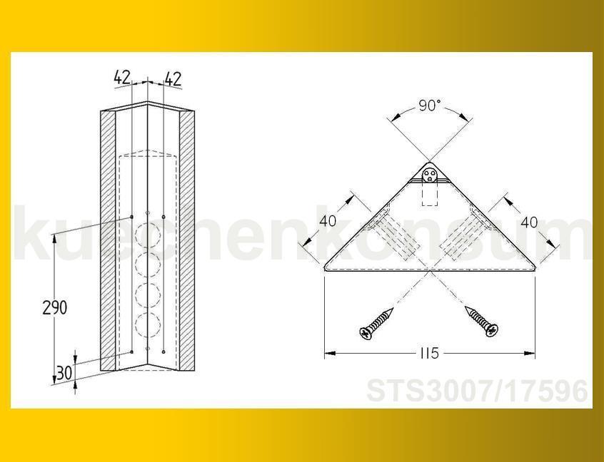 Thebo Ecksteckdose 17596SKU Edelstahl 3fach STS 3007 mit Schalter SKU senkrecht