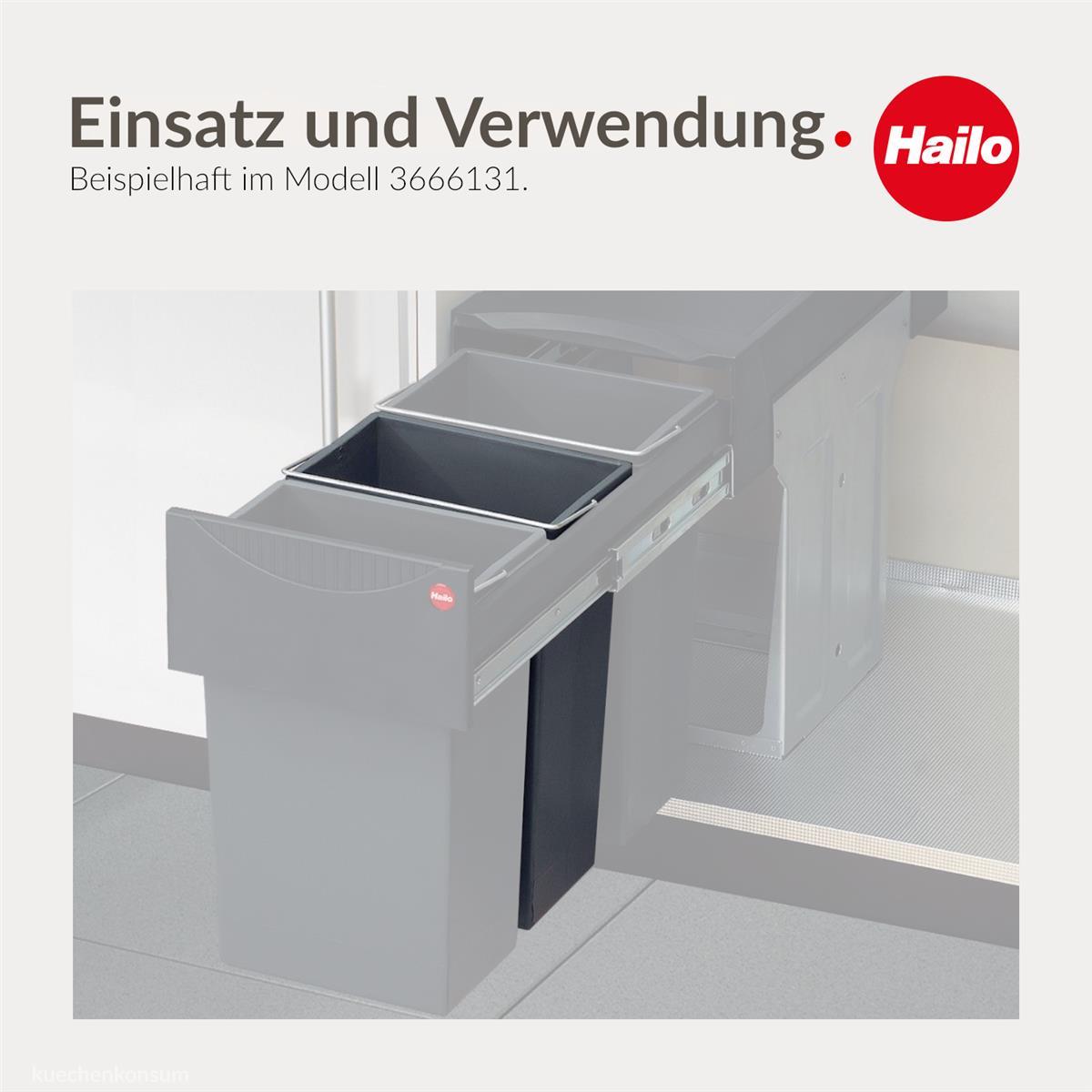 Hailo Inneneimer 1045639 dunkelgrau 10 L 226 x 154 x 340 mm mit Deckel