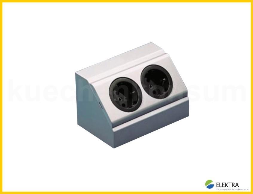 Elektra Ecksteckdose 52564401 EBE-S2 alu-metallic 2-fach 140 x 85 x 85 mm
