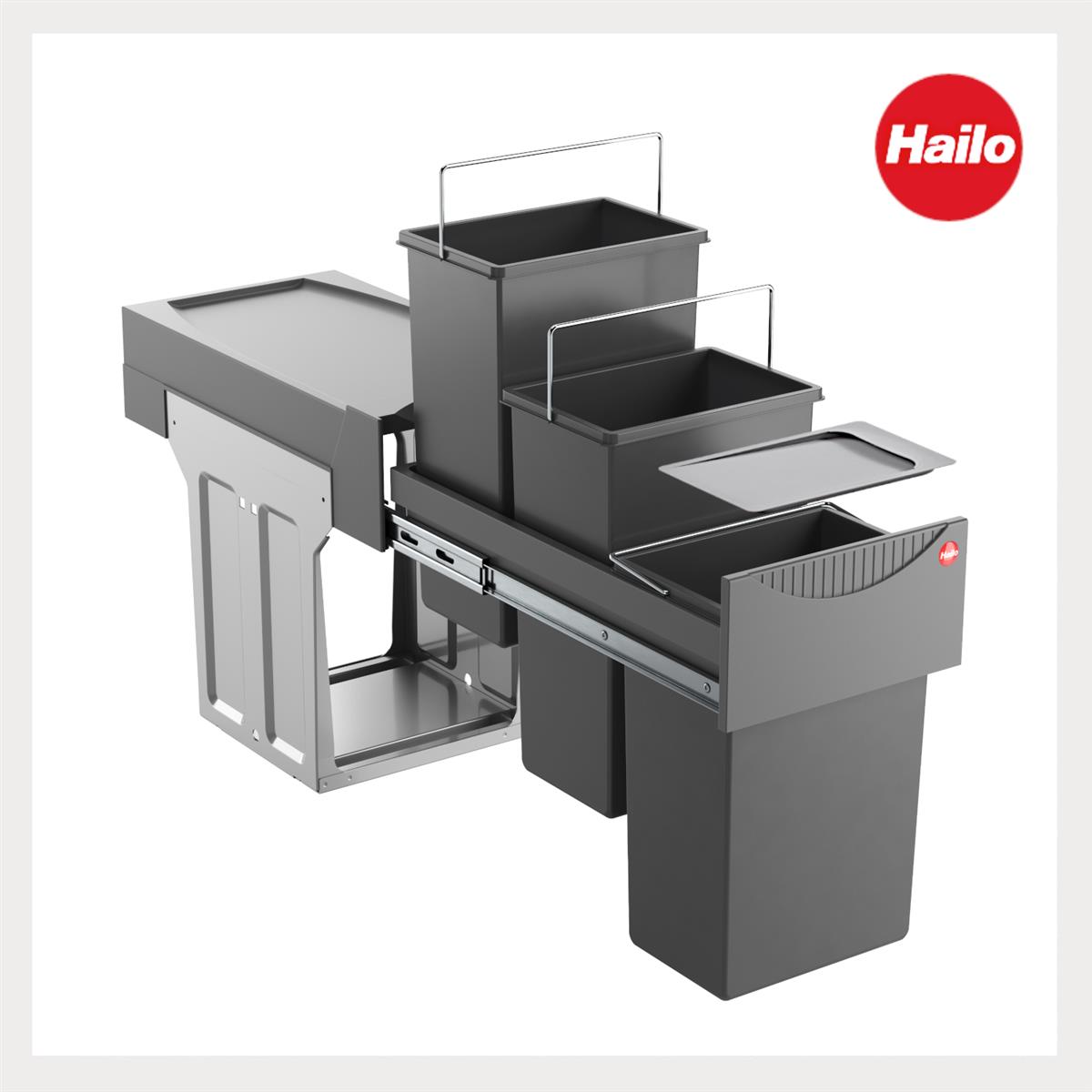 Hailo Abfallsammler 3666132 TZ Swing Terzett 3x 10 Liter mit Biodeckel