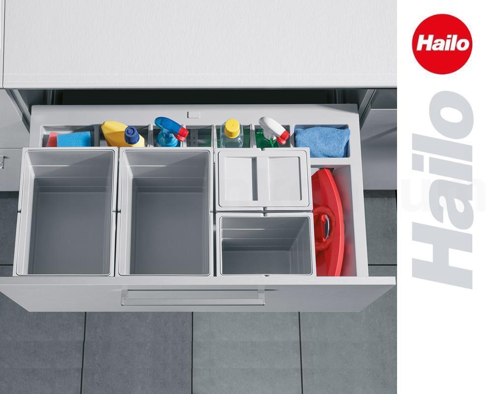 Hailo Abfallsammler 3620901 Separato-K 900 Einsatz mit Kehrset 2x 18 + 2x 8 Liter Hellgrau
