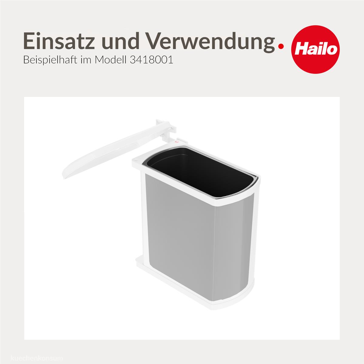 Hailo Inneneimer 1226239 schwarz 18 L 343 x 185 x 365 mm mit Henkel