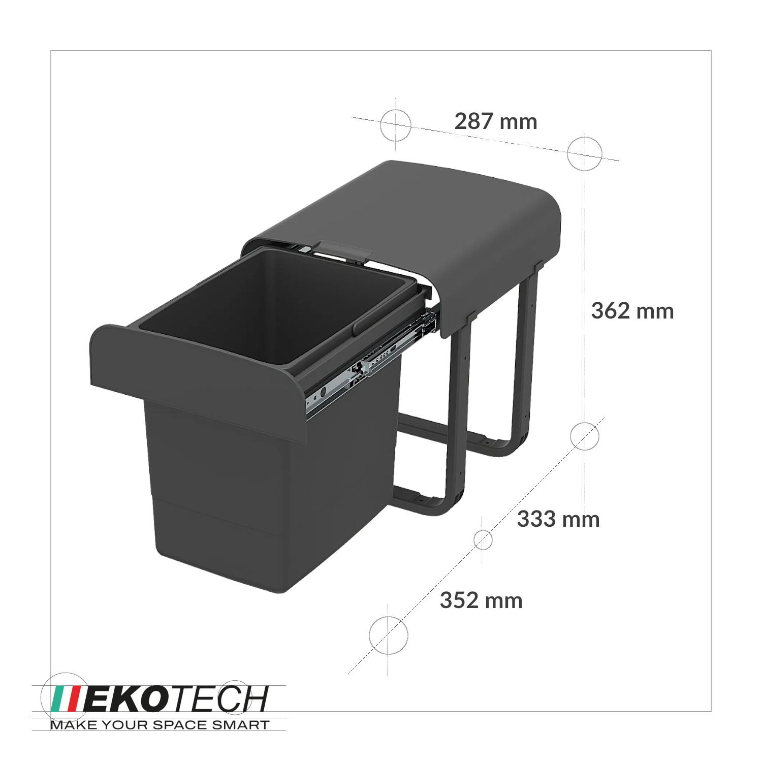 Ekotech Abfallsammler AS77S Aladin schwarz 2x 7 Liter
