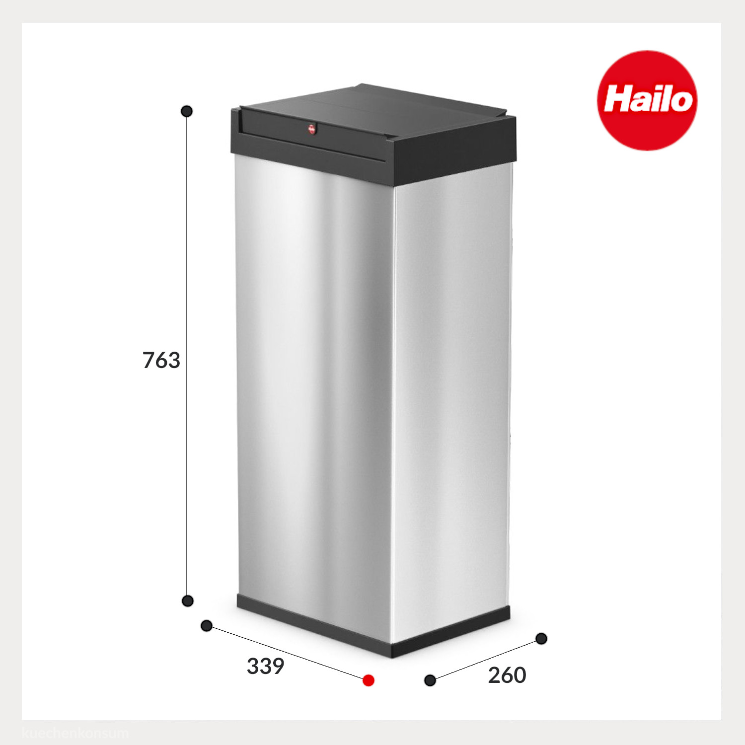 Hailo Standmülleimer 8602110 Big-Box Swing XL 52 Liter Edelstahl/schwarz