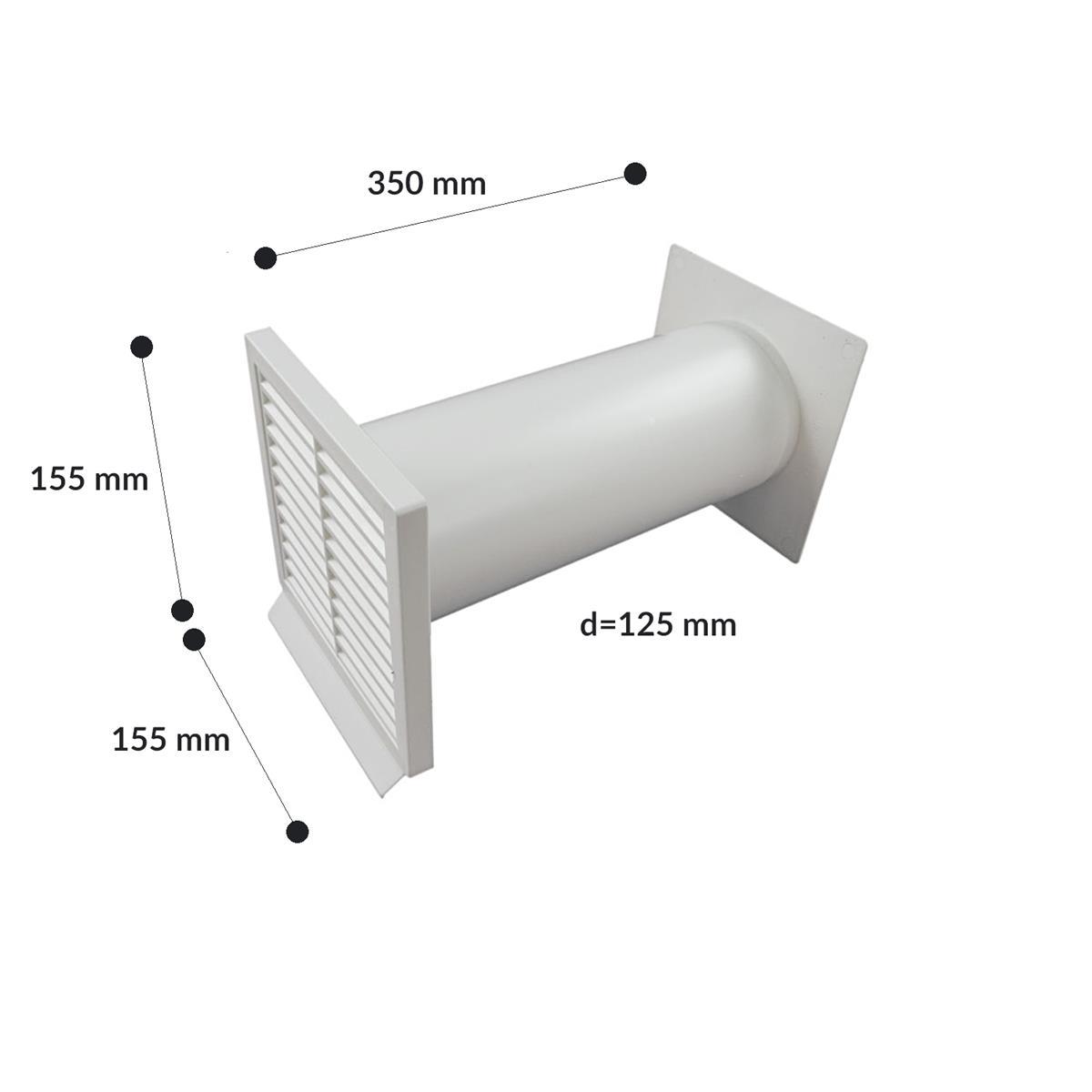 Mauerkasten 1232001 rund 125 Soft  Rückstauklappe Anschluss flach weiß