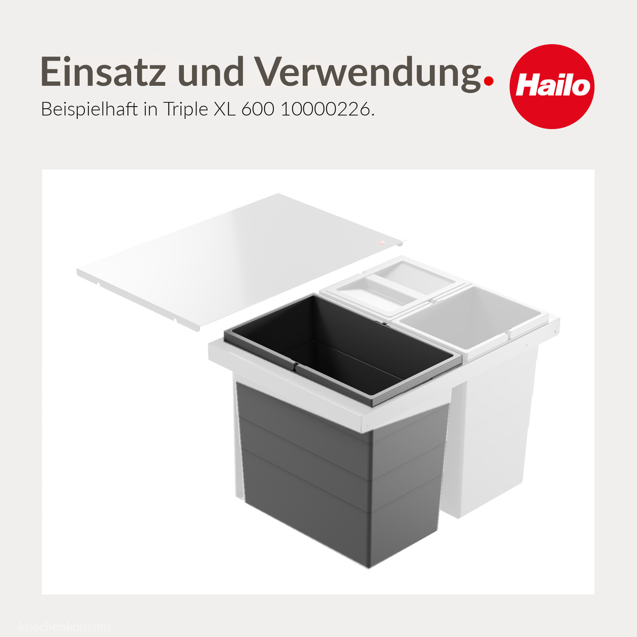 Hailo Inneneimer 1220379 dunkelgrau 28 Liter 385 x 242 x 380 mm