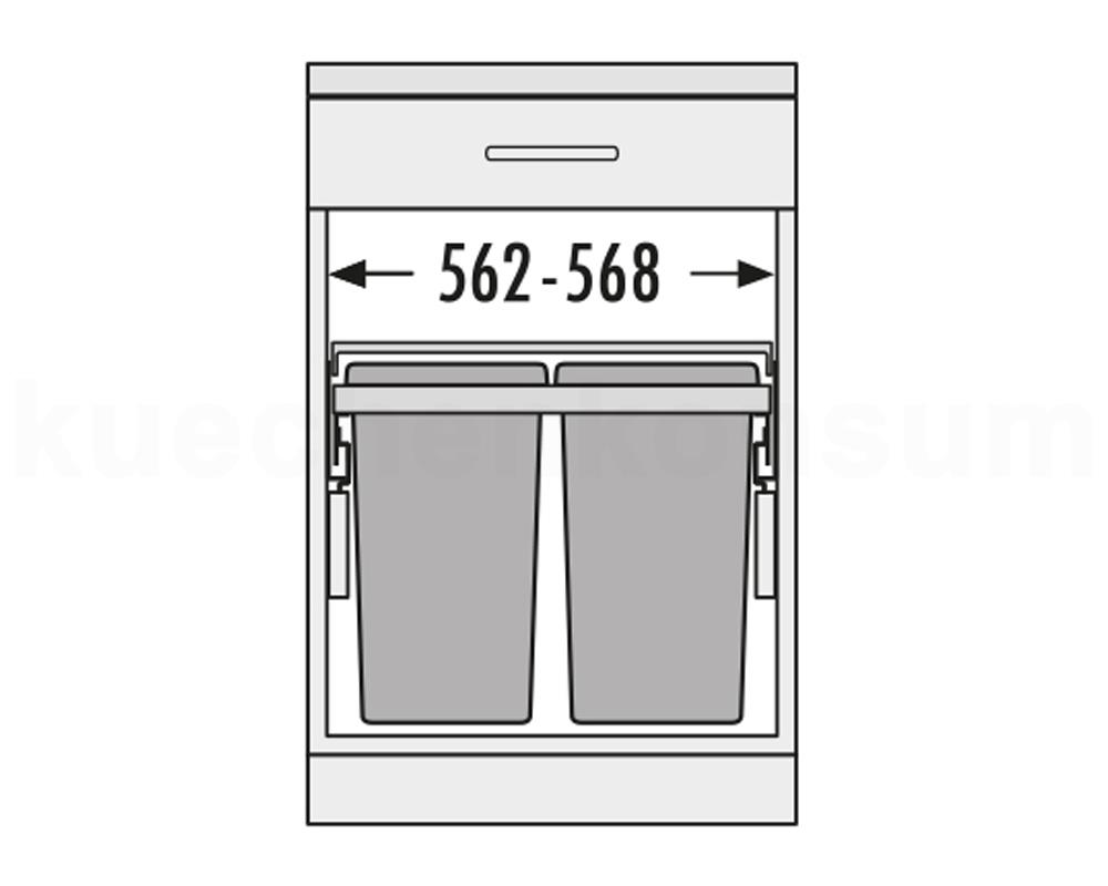Hailo Abfallsammler 3610621 CS Slide Euro-Cargo-S 2x 30 Liter