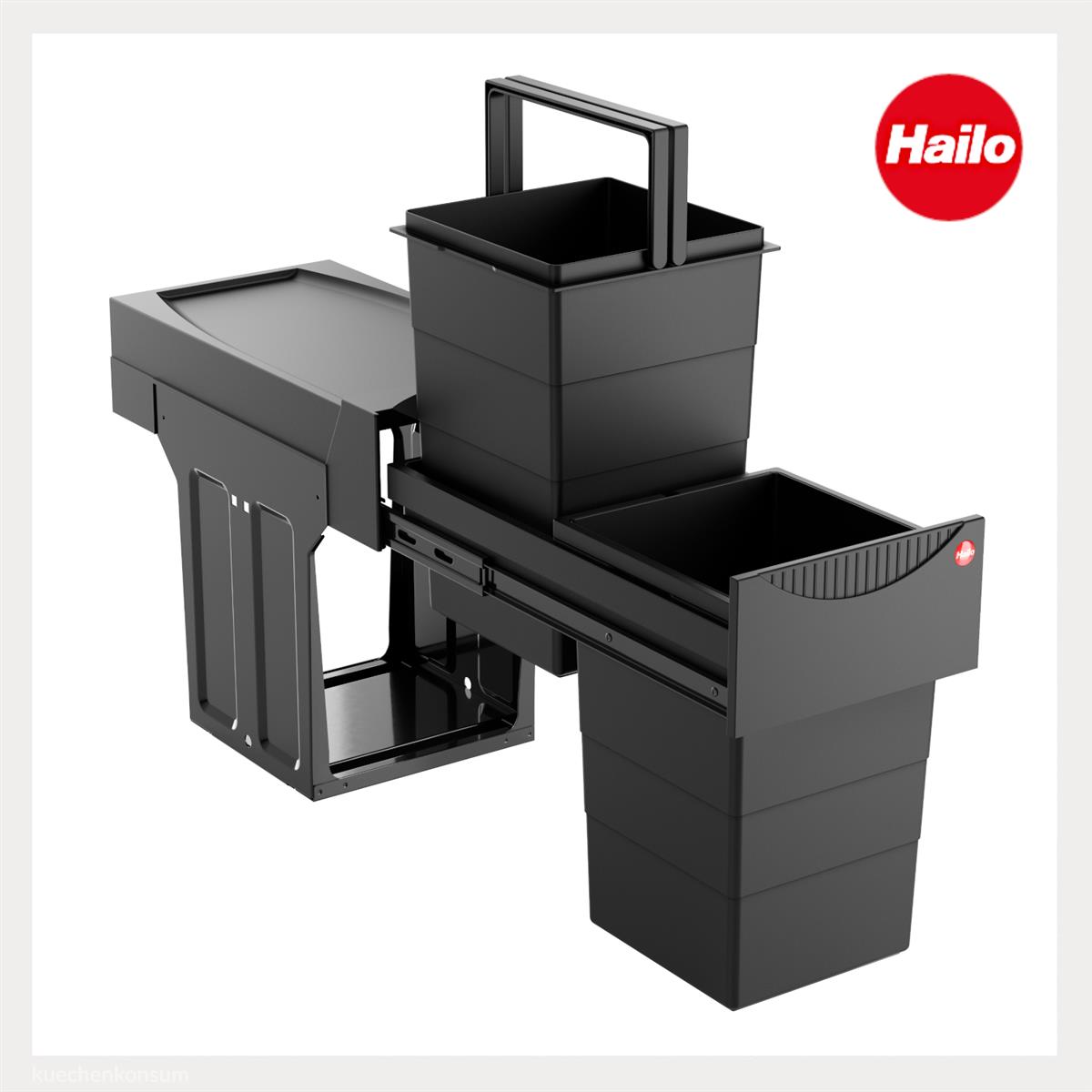 Hailo Abfallsammler 3666851 Tandem 2x 15 Liter Black Edition limitiert