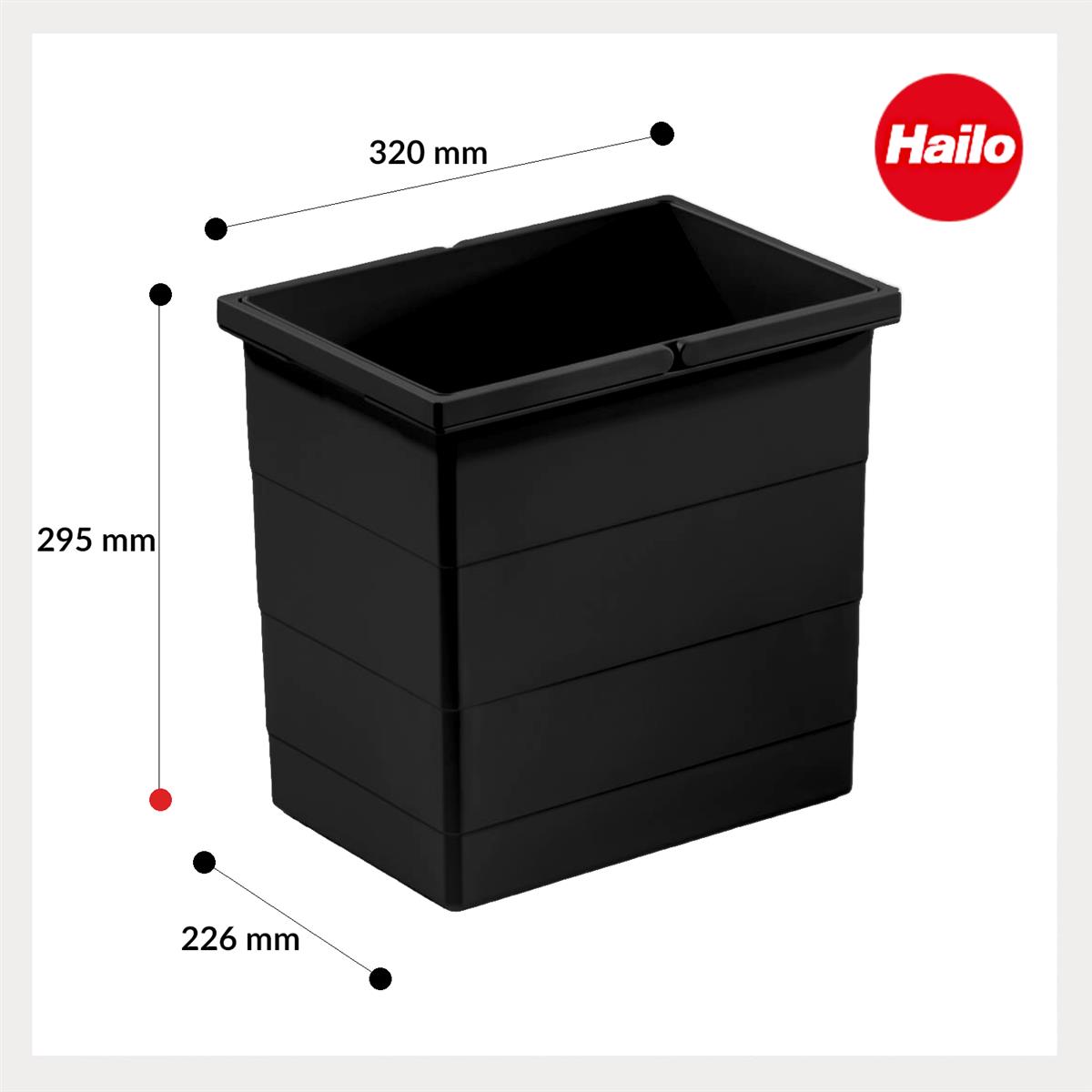 Hailo Inneneimer 1225939 schwarz 18 L 320 x 226 x 295 mm 2 Henkel
