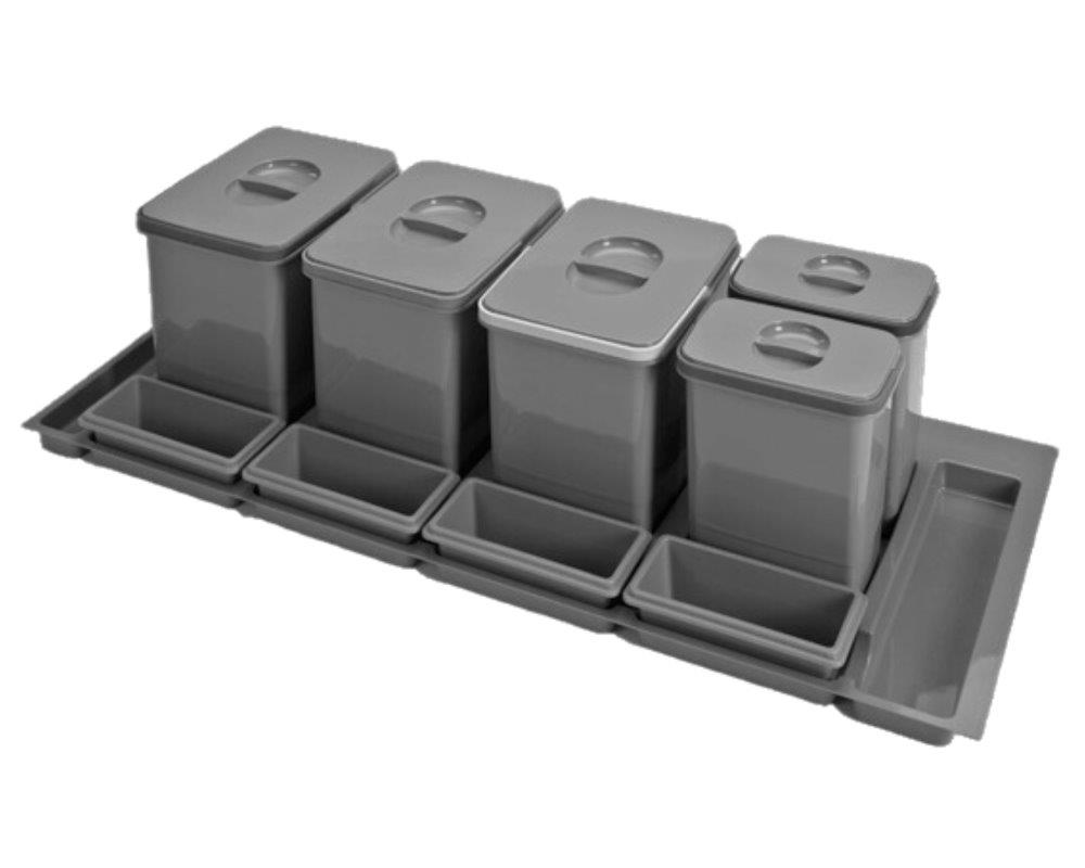 Ekotech Abfallsammler 9123 Practiko 1200 Einsatz 3x 15 + 2x 7 Liter Dunkelgrau Auszug Höhe 300