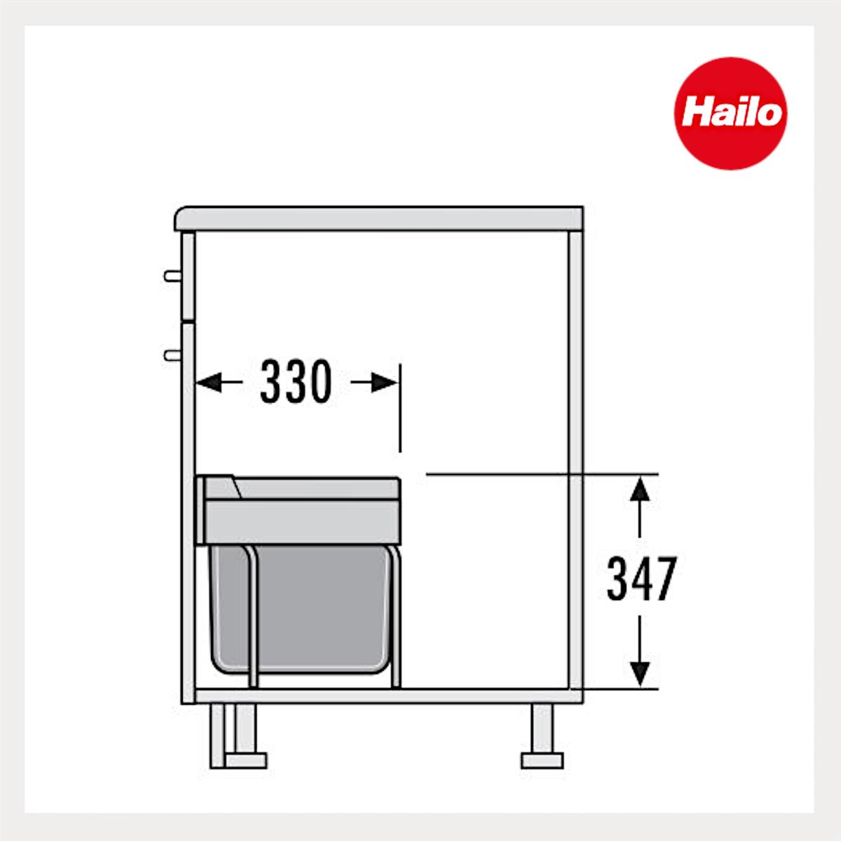Hailo Abfallsammler 3644732 TR Swing Raumspar-Tandem-S 2x 8,5 + 12 Liter