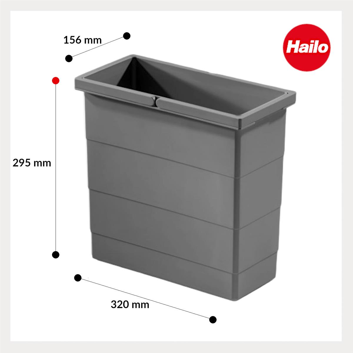 Hailo Inneneimer 1138989 dunkelgrau 12 L 320 x 156 x 295 mm 2 Henkel