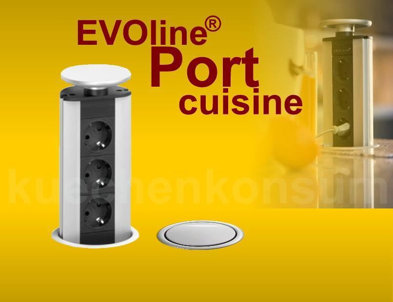 Schulte EVOline Port 00.006 Cuisine versenkbare Steckdose mit Dichtungsring