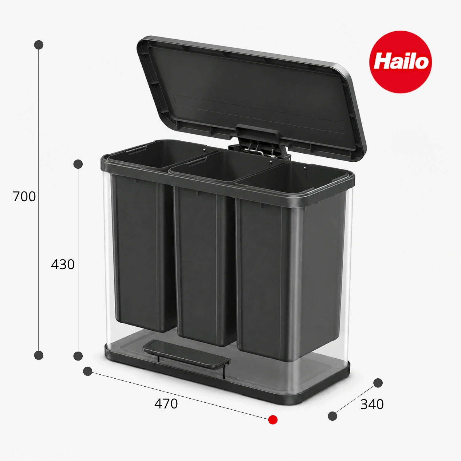 HAILO Standmülleimer 6302600 Öko duo Plus L 17 + 9 L Schwarz matt