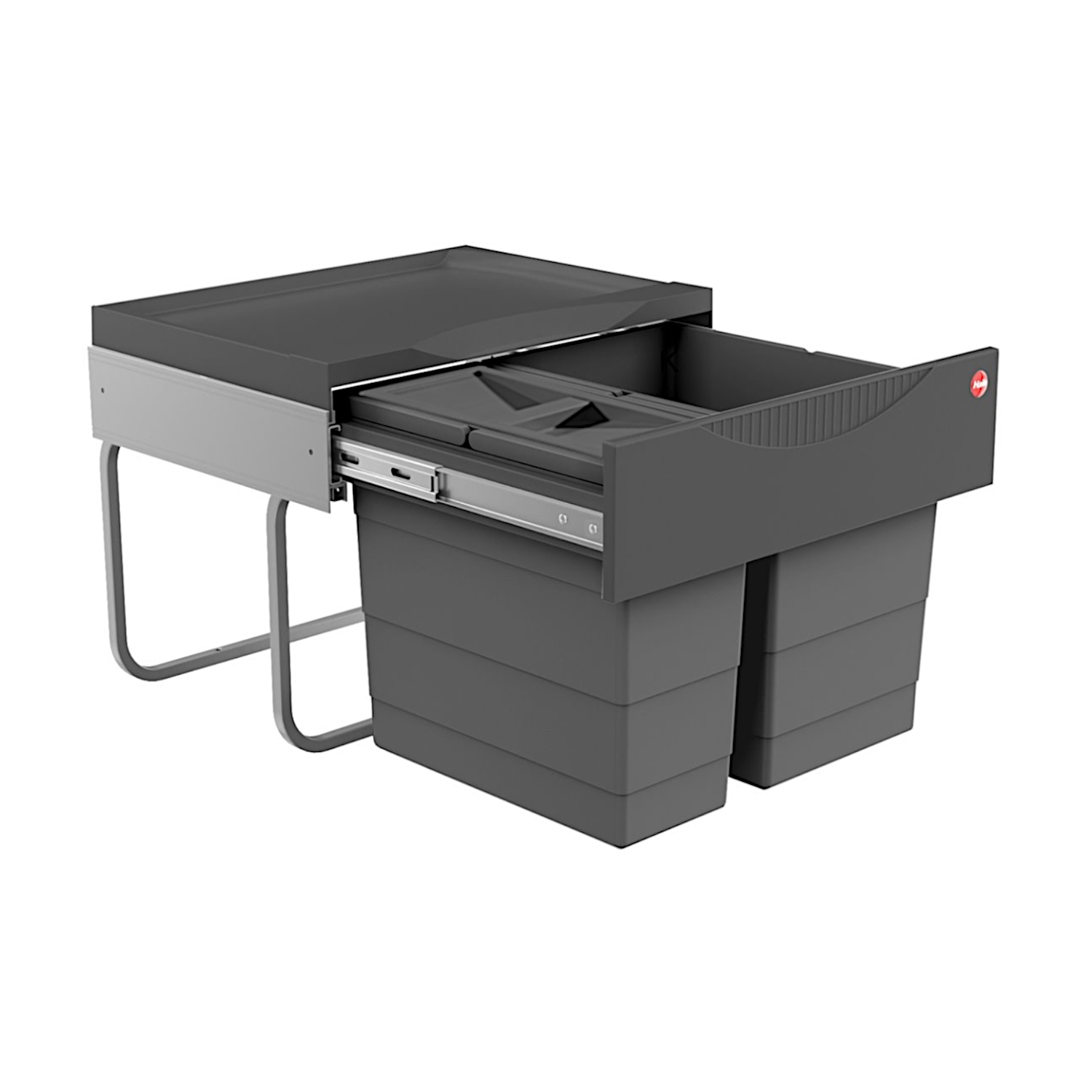 Hailo Abfallsammler 3644903 Raumspar-Tandem-S 18 + 12 Liter mit Biodeckel Dunkelgrau