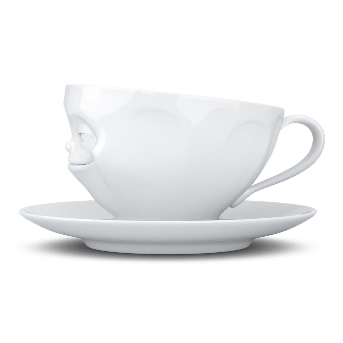 TV Tasse Kaffeetasse 41.01 Grinsend mit Untertasse weiß