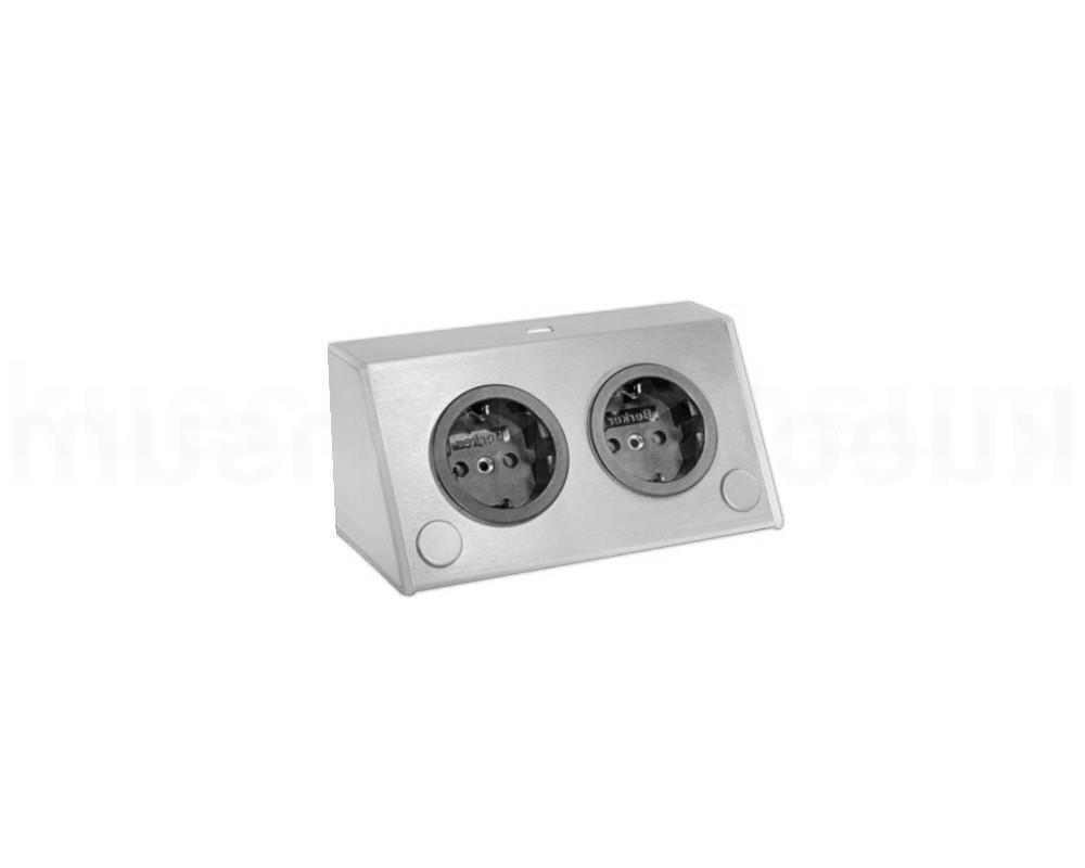 Thebo Aufbausteckdose 17912206 Edelstahl 2fach ST 3900 A ST/2 USB waagerecht