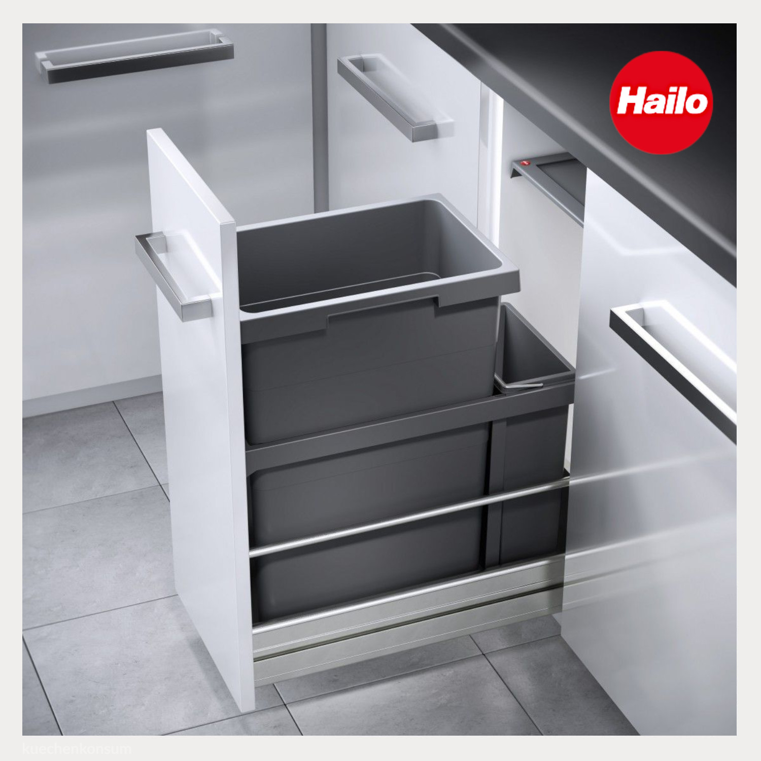 Hailo Abfallsammler 3669101 Inset Tandem 38 + 7 Liter dunkelgrau