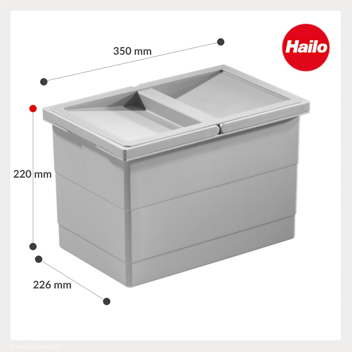 Hailo Inneneimer 1073979 mit Deckel 350 x 226 x 220 mm 2 Henkel