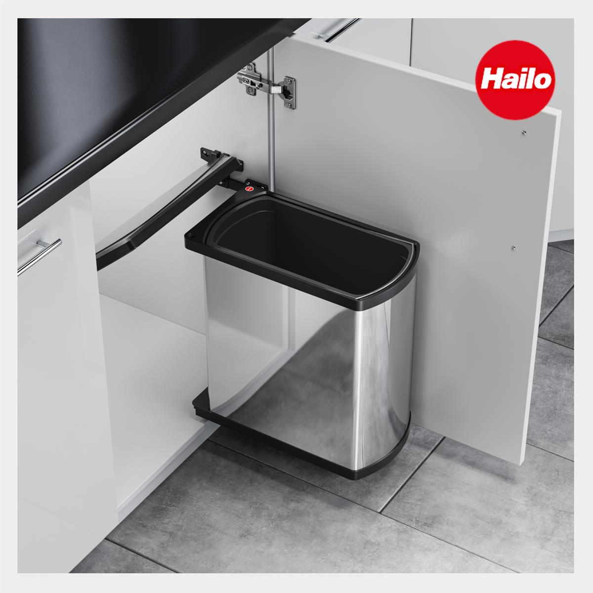Hailo Abfallsammler 3418101 MF Swing bs Uno 18 Liter Edelstahl schwarz