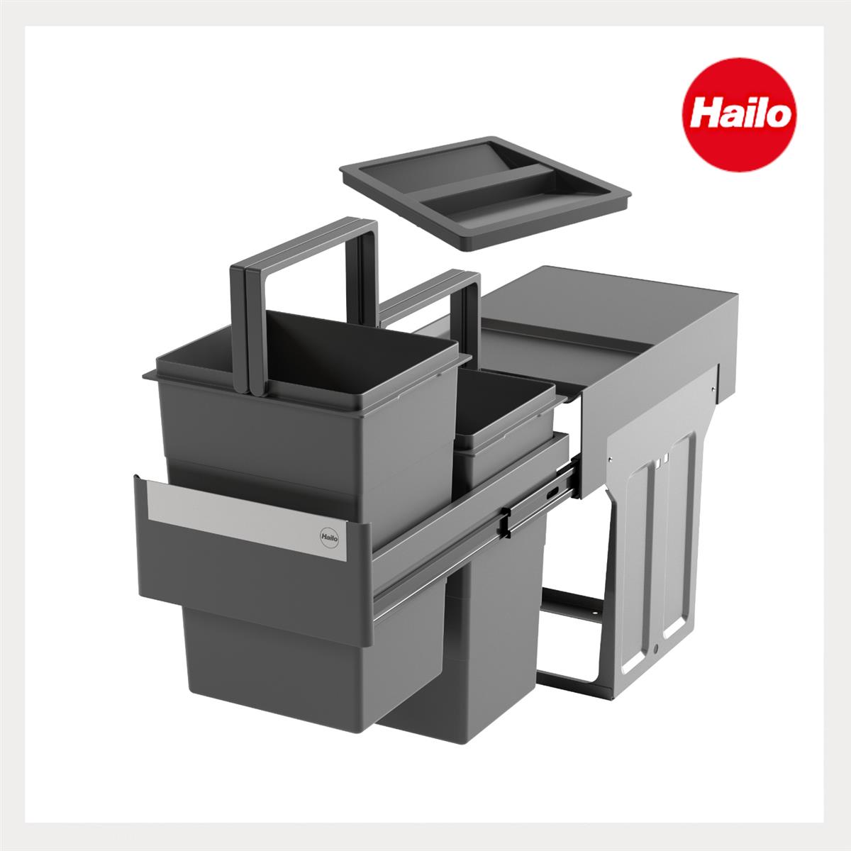 Hailo Abfallsammler 3666903 TA Swing Tandem 2x 13 Liter m Biodeckel
