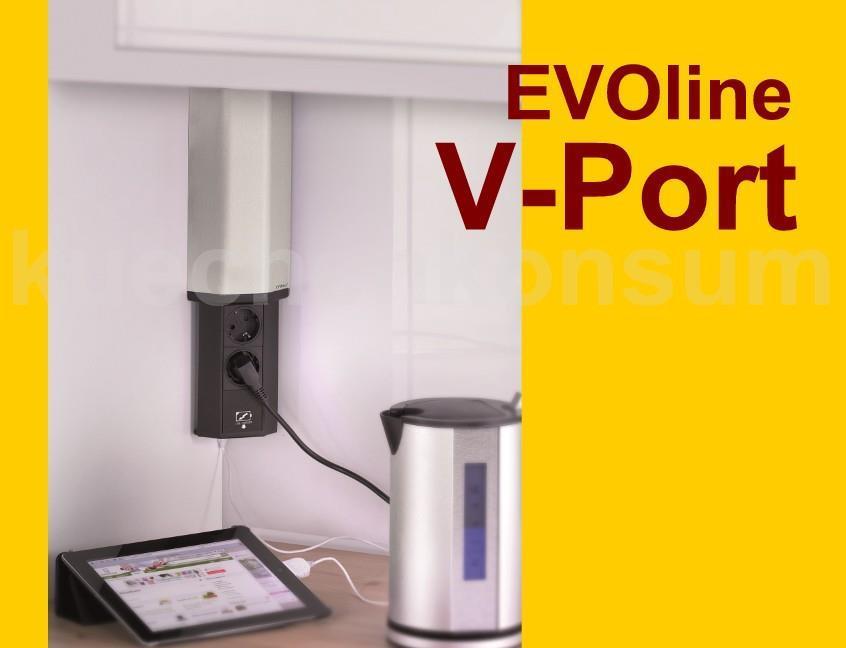 Schulte EVOline V-Port 50.003 senkrecht Edelstahl m USB-Charger 2fach