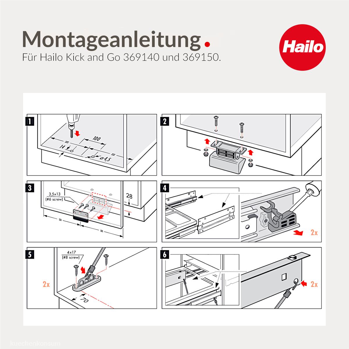 Hailo Fußpedal 3691401 Türöffner Kick and go Fußhebel für Cargo-Basic