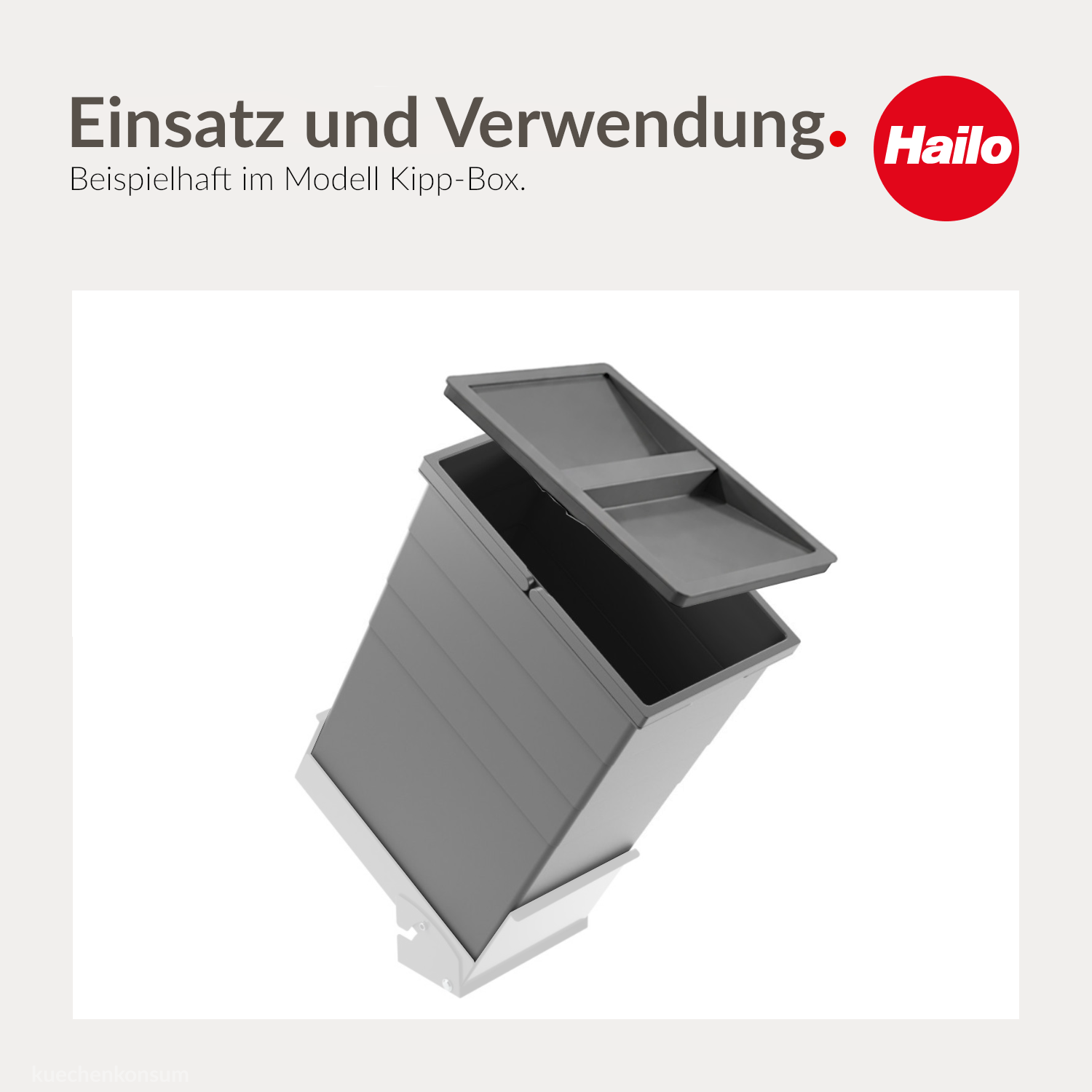 Hailo Inneneimer 1221439 mit Deckel dunkelgrau 35 Liter 350 x 226 x 525 mm