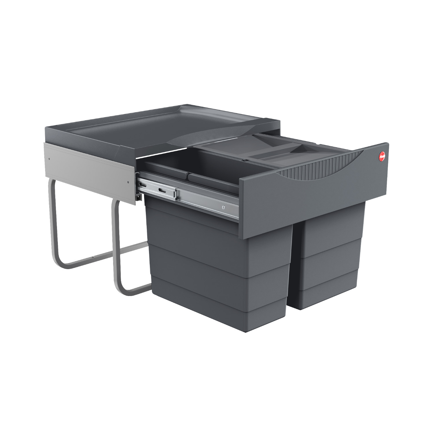 Hailo Abfallsammler 3644903 Raumspar-Tandem-S 18 + 12 Liter mit Biodeckel Dunkelgrau