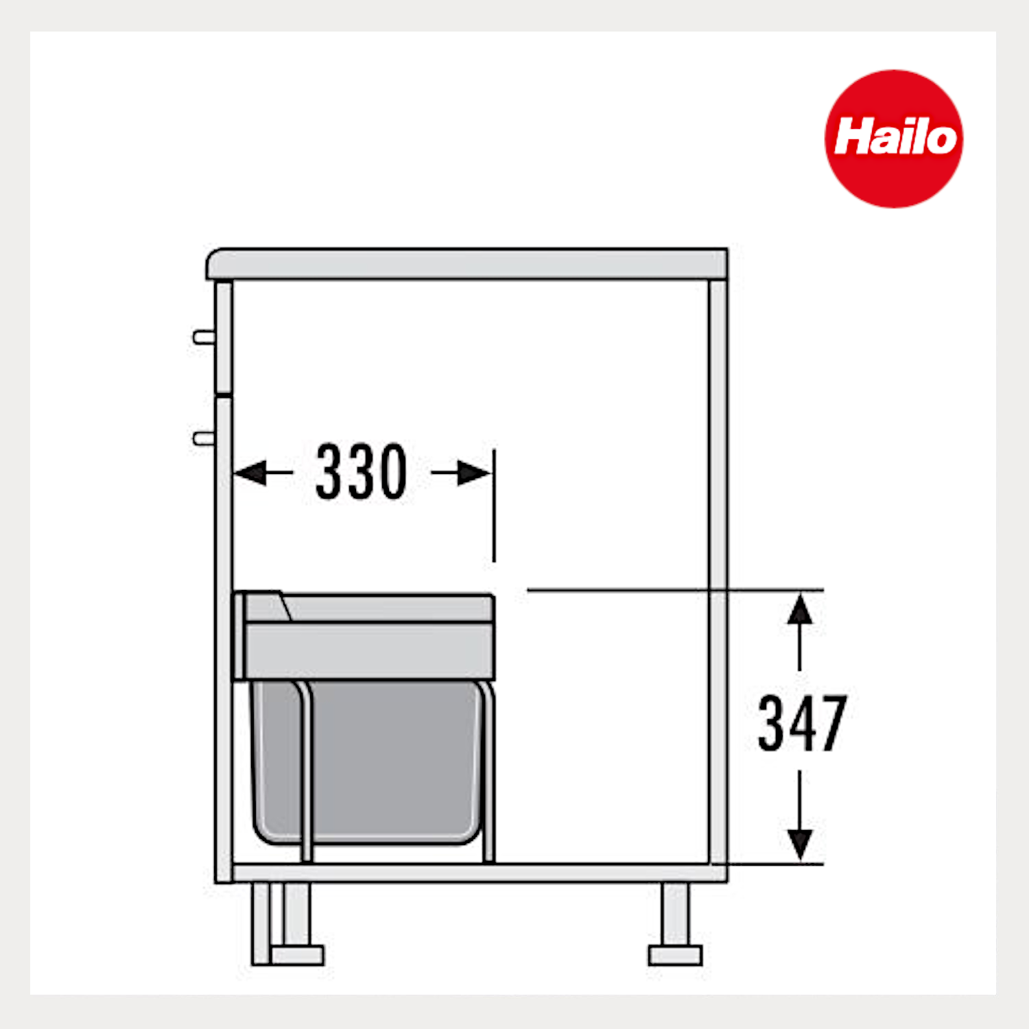 Hailo Abfallsammler 3644911 TR Swing Raumspar-Tandem-S 2x 8,5 + 12 Liter