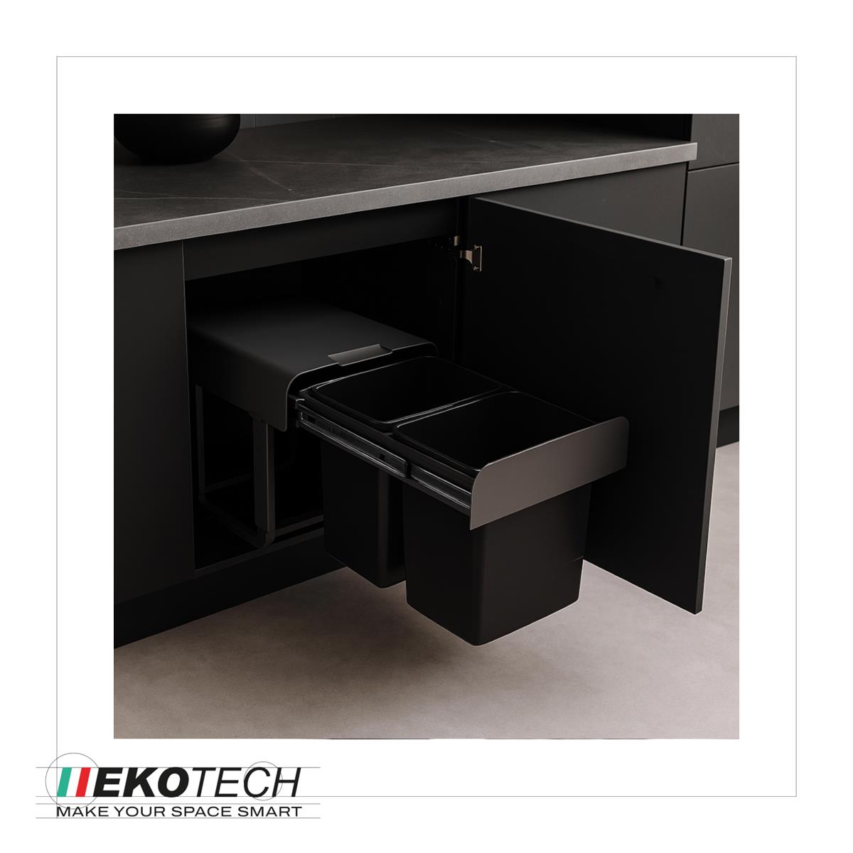 Ekotech Abfallsammler EKKO.22 oriongrau 2x 15 Liter