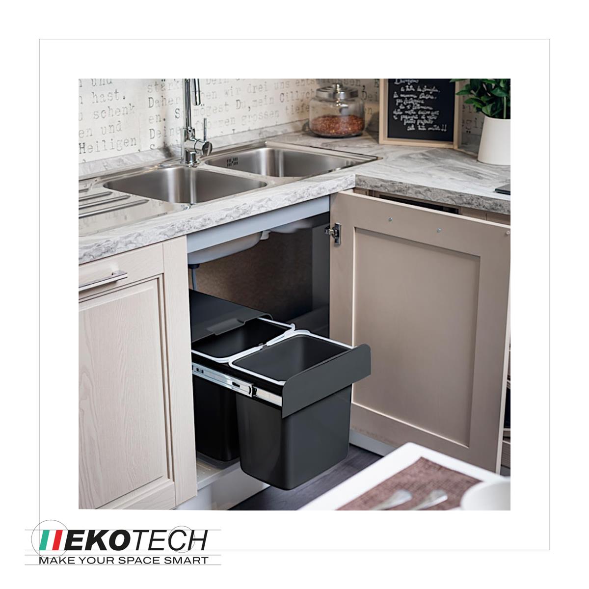 Ekotech Abfallsammler EKKO.20 schwarz 2x 16 Liter