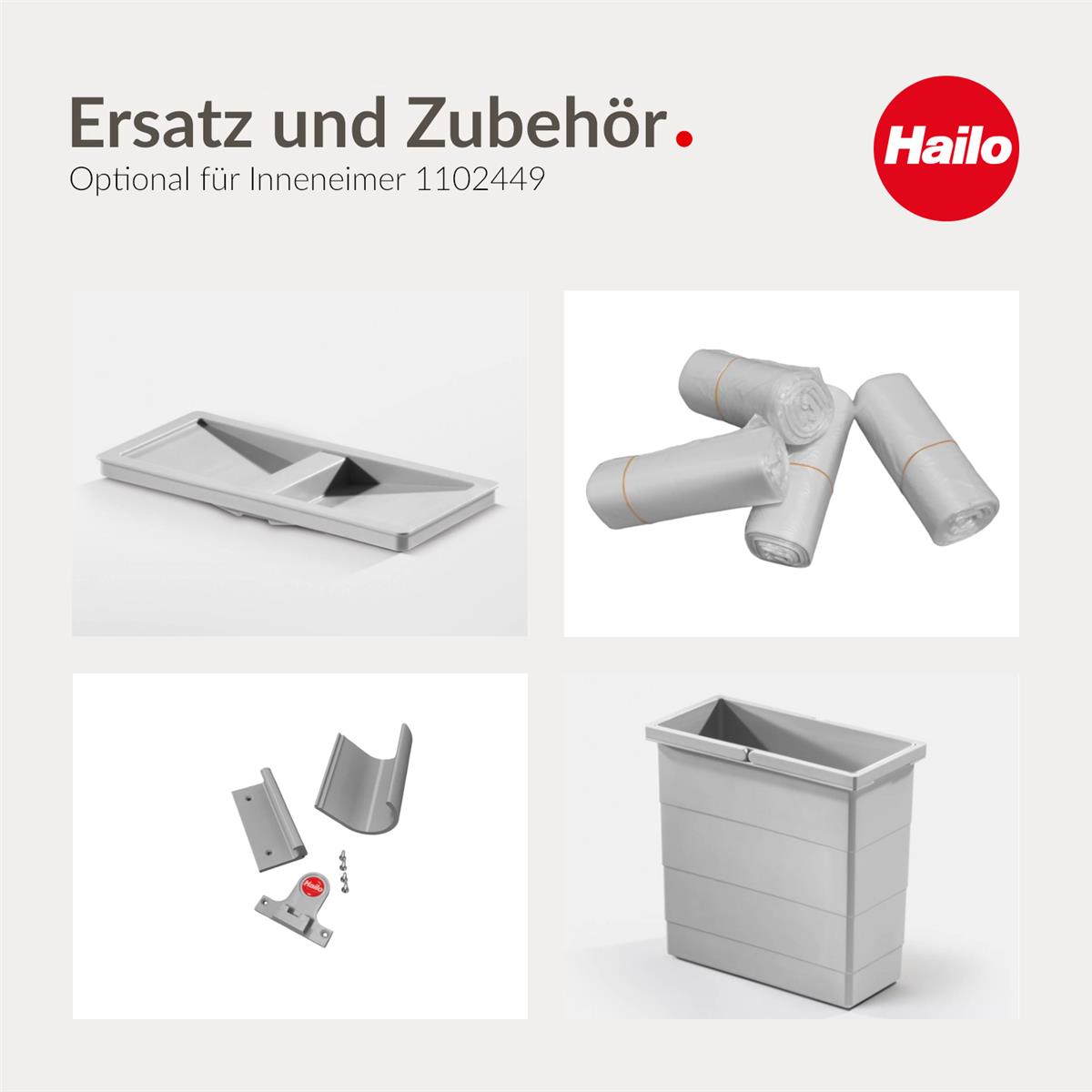 Hailo Inneneimer 1102449 hellgrau 12 Liter 320 x 156 x 295 mm 2 Henkel