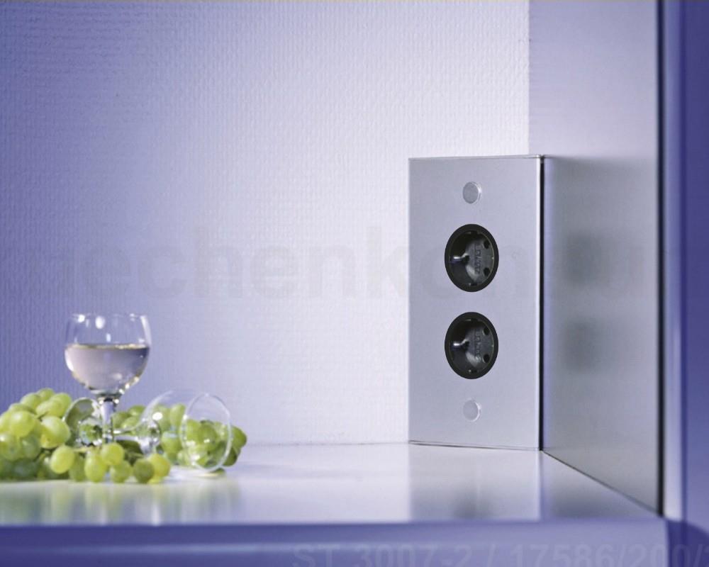 Thebo Ecksteckdose 17586/200/2 Edelstahl 2fach ST 3007-2 200 mm senkrecht