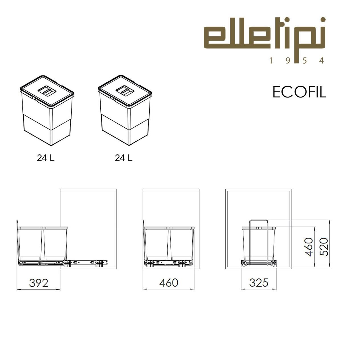 Elletipi Ecofil Abfallsammler PF01 44B2 Auszug 2x 24 Liter