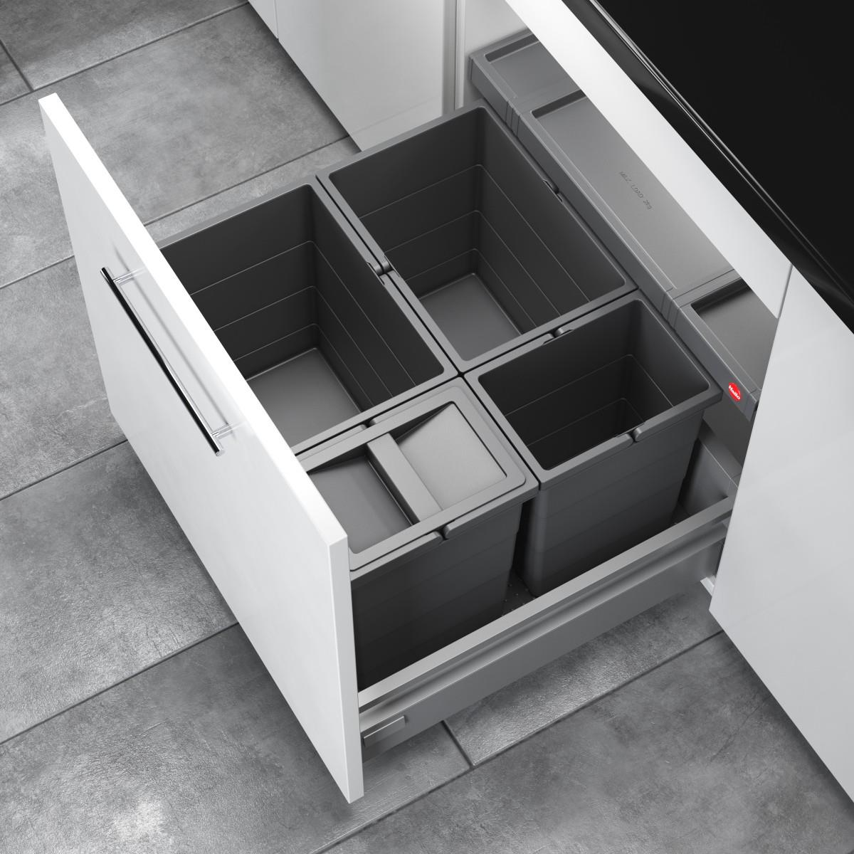 Hailo Abfallsammler 3301641 Allegro 345 Einsatz 2x 8 + 2x 18 Liter Dunkelgrau