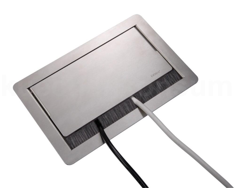 Schulte EVOline FlipTop Push M 00.027 Klappsteckdose 4 fach Edelstahl