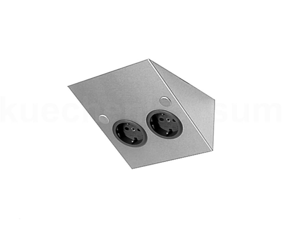 Thebo Keilsteckdose 228896ST2SI Edelstahl 2fach ST/2 889 SI waagerecht